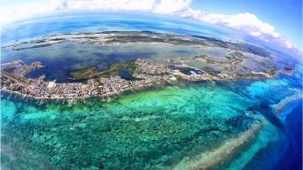 An aerial photo of the island